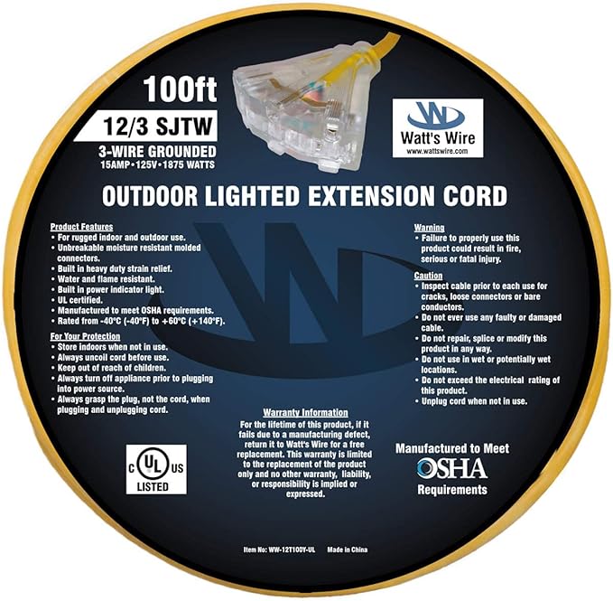 100 ft Outdoor Extension Cord Waterproof - Image 6