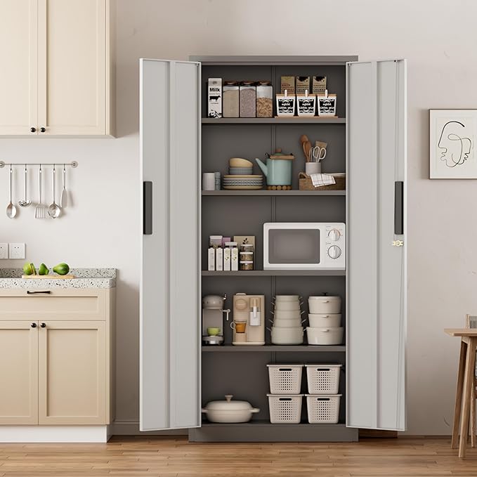 Crownland 63" Metal Storage Cabinet, Lockable Garage Storage Cabinets, High - Image 8
