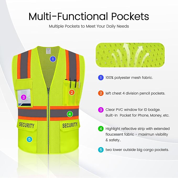 Security Vest for Men Women, Safety Vest - Image 3