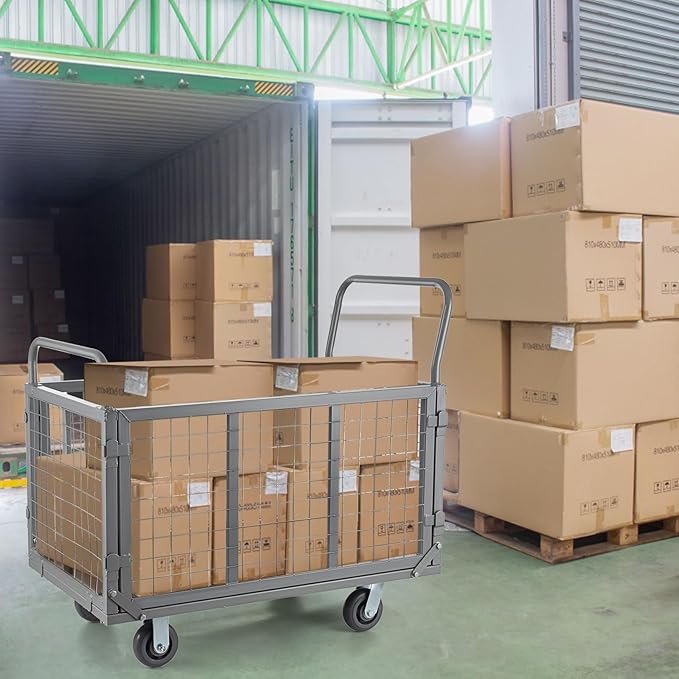Platform Truck Cart with Cage, 5 in 1 Heavy Duty Platform Carts with Cage 2000 - Image 8