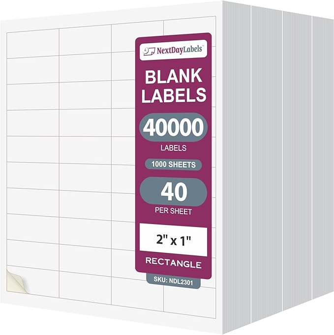 NextDayLabels – 2" x 1" Rectangular Sticker Labels by NextDayLabels