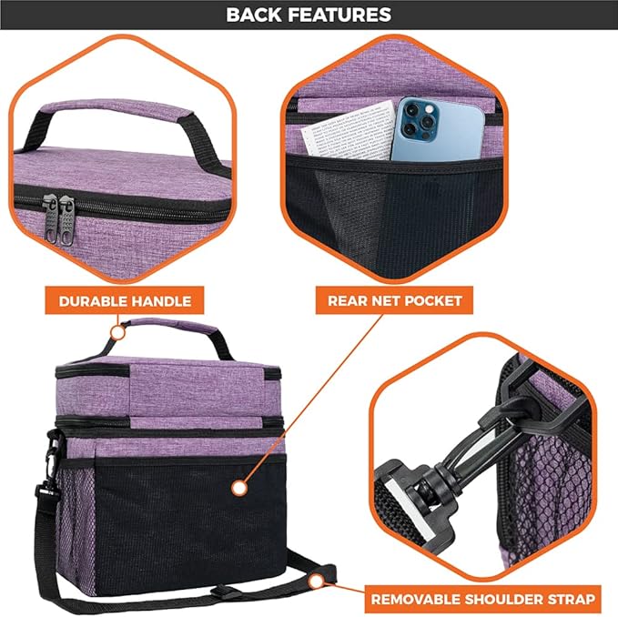 opux Insulated Lunch Bag for Men Women, Large Dual Compartment Cooler Bag - Image 7
