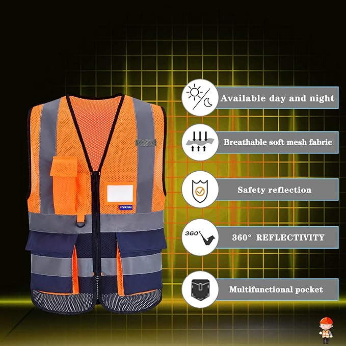 orange and navy blue safety vest - Image 4