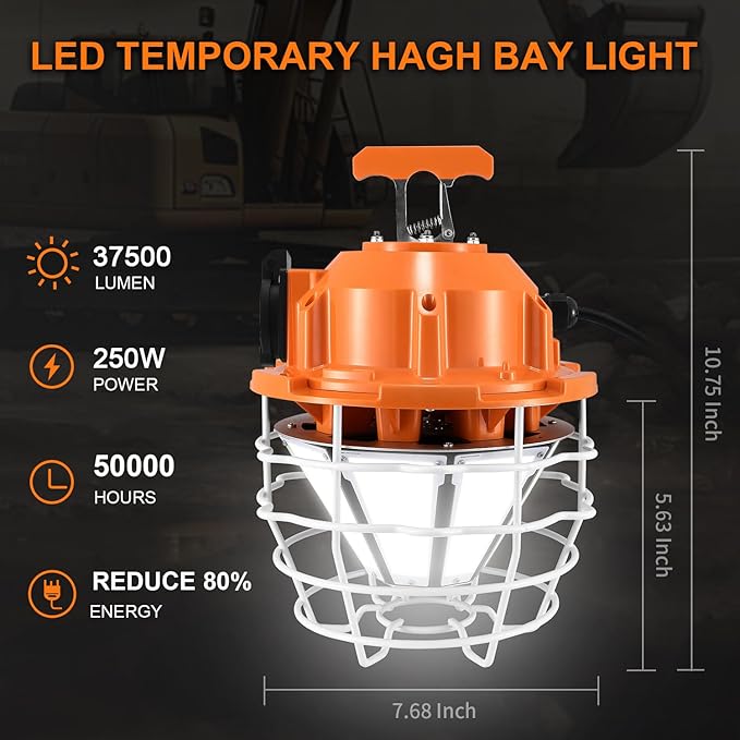 NS LED Temporary Work Light 250W Construction Lights 37500 Lumens, Linkable - Image 2