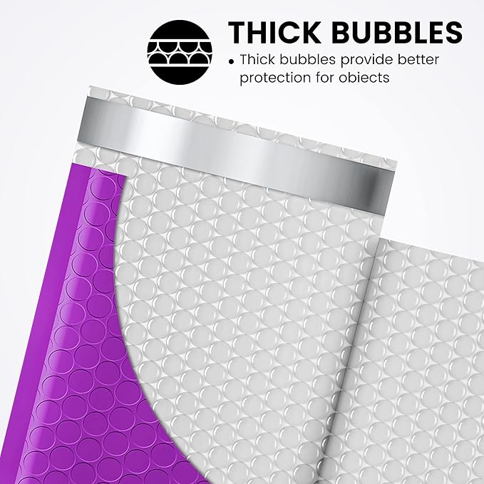 Fuxury Bubble Mailers 4x8 Inch Purple 200 Pack Padded Envelopes Usable Size - Image 3
