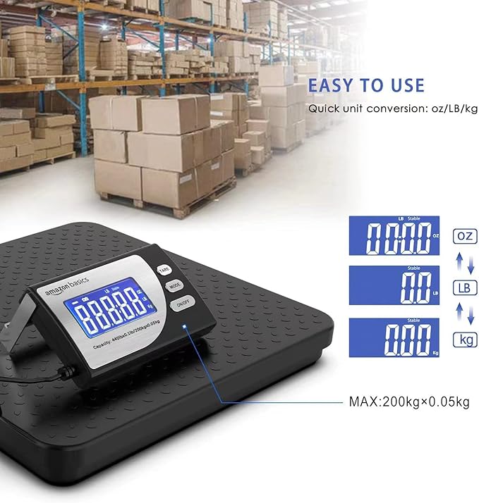 Amazon Basics Digital Postal Scale, Heavy Duty, Aluminium Platform, 440 lb - Image 6