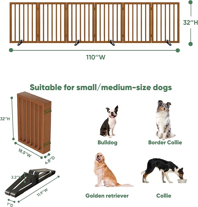 Dog Gates for Doorways, Tall Dog Gate Indoor, Foldable Pet Gates for Doorways - Image 2
