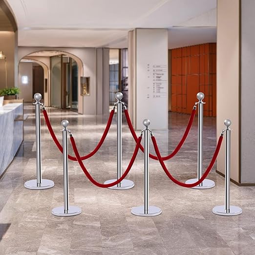 6 Packs Stanchions Posts, Stanchions Set Crowd Control Barriers - Image 3