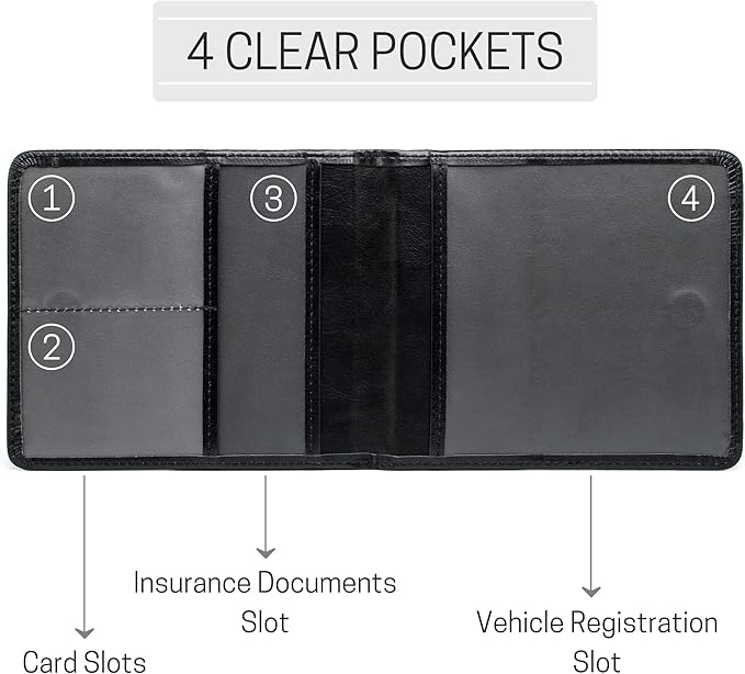 CANOPUS Car Registration and Insurance Holder, PU Leather Card Holder, Vehicle - Image 3