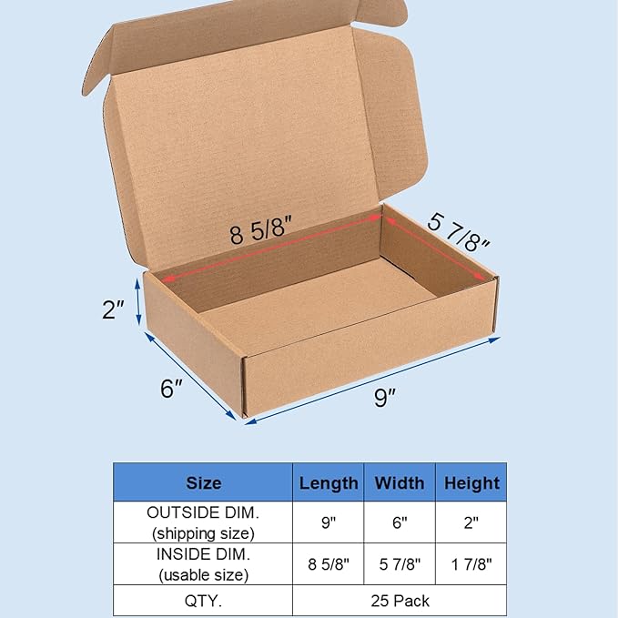Shipping Boxes 9x6x2" 25 Pack - Image 2