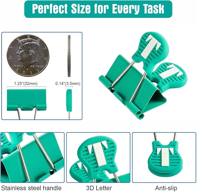 Silicone Grip Tip Binder Clips 52 Pack - Image 2