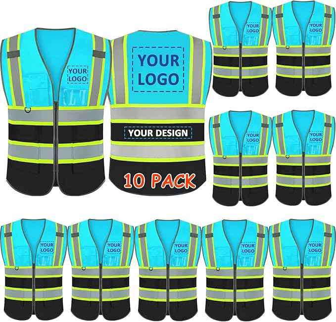 BeautyWill Custom Logo 10/20 Pack Safety Vest Class2 High Visibility Vest by BeautyWill