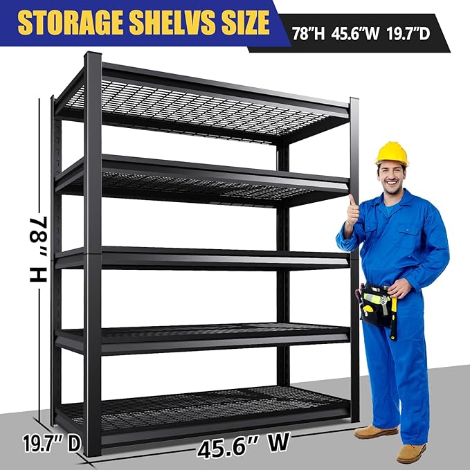 Garage Shelving-3000 lbs 5 Tier Storage Shelves, Adjustable Heavy Duty Metal - Image 2