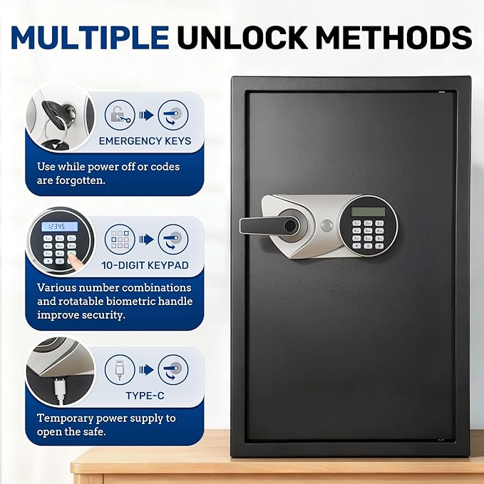 BlackSmith Large Biometric Safe 2.7 Cub Home Security Safe - Image 4
