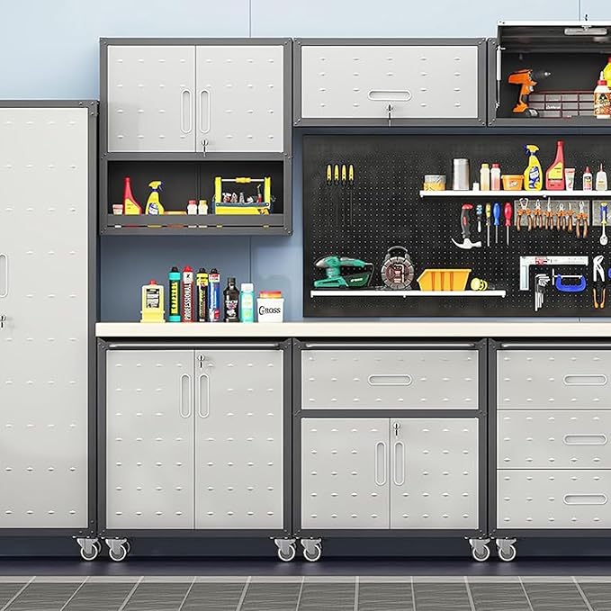 Metal Garage Storage Cabinet on Wheels, Lockable Rolling Tool Cabinet - Image 7