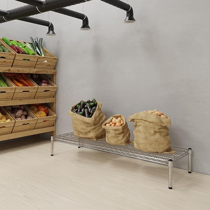 18''W x 54''L x 8''H Chrome Plated Wire Dunnage Rack | Off The Floor Storage - Image 2