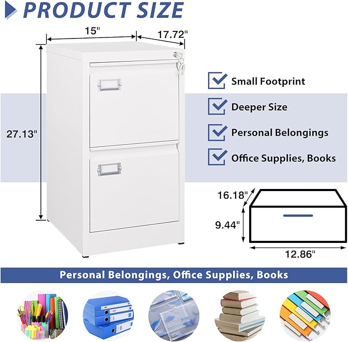 2 Drawer File Cabinet, Filing Cabinets - Image 3