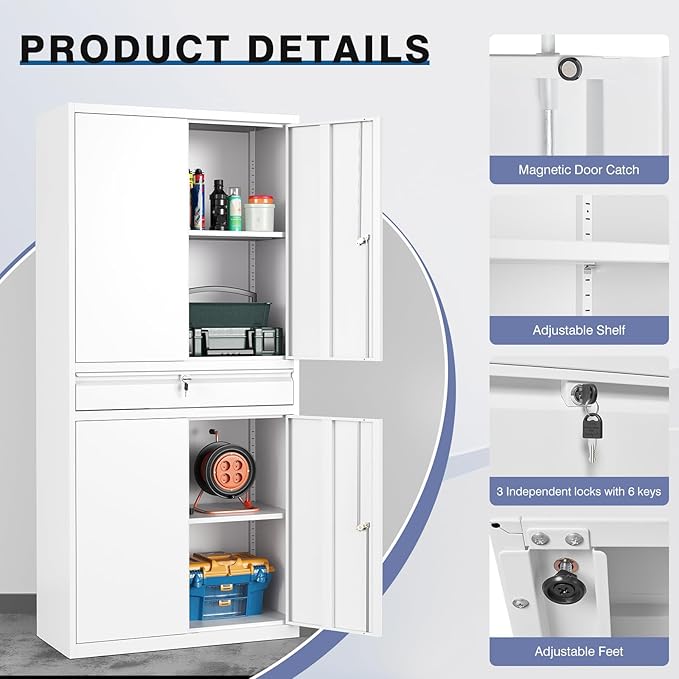 Metal Storage Cabinet, Tall File Cabinet - Image 4