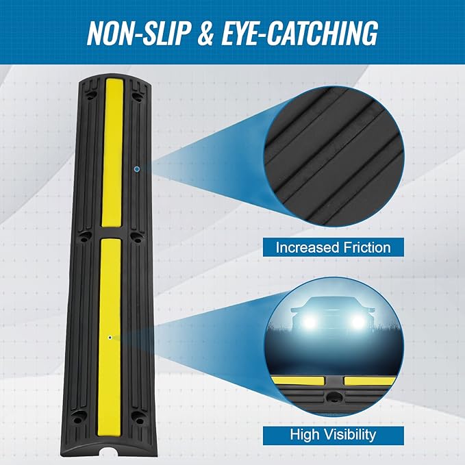VEVOR 3.28 ft Cable Protector Ramp, 4 Pack of 1 Channel, 18000 lbs/axle - Image 10