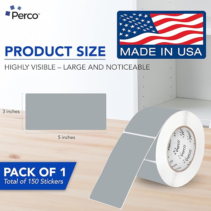 Perco Grey 3x5 Inch Perforated Sticker Labels — 150 Stickers Per Roll — - Image 2