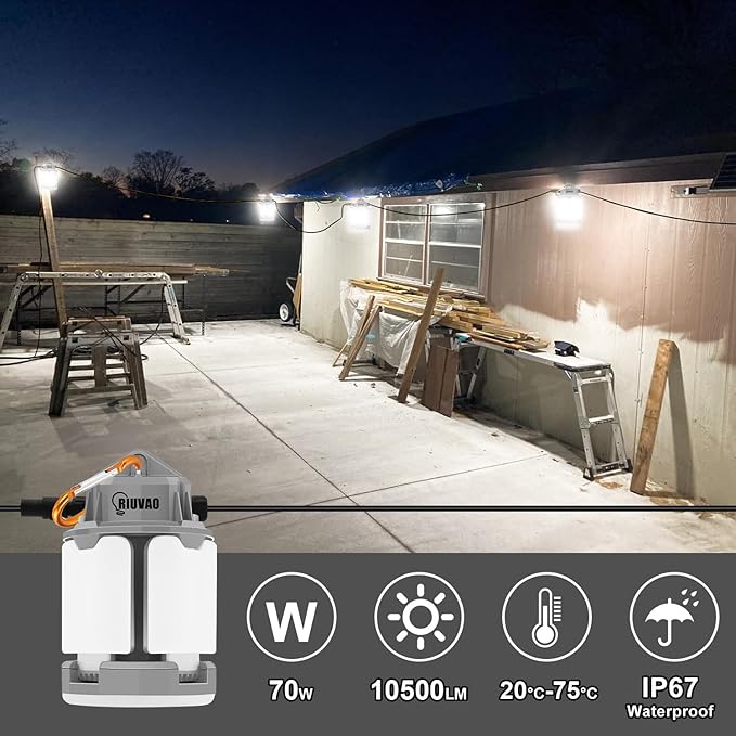 70w LED Temporary Work Light, 10500Lm 5000K Super Bright Construction Lights 4 - Image 4