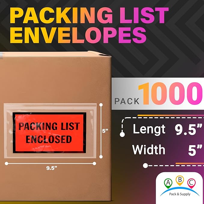 ABC Packing List Enclosed Pouches 5 x 9.5 Inch. 1000 Pack Clear - Image 2