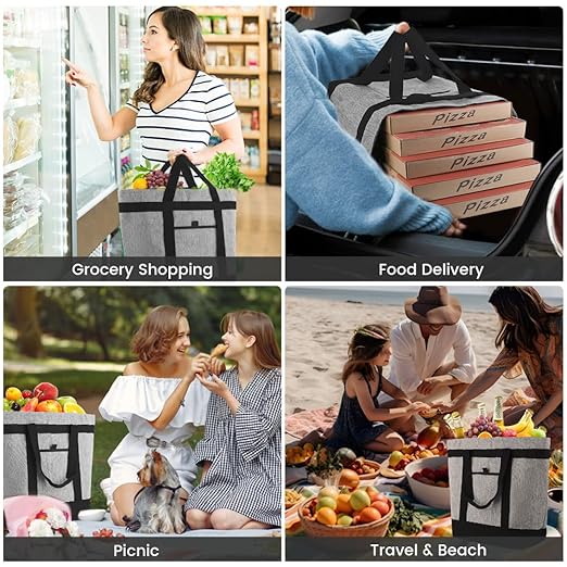Insulated Reusable Tote Bag for Grocery Shopping for Women, Insulated - Image 6