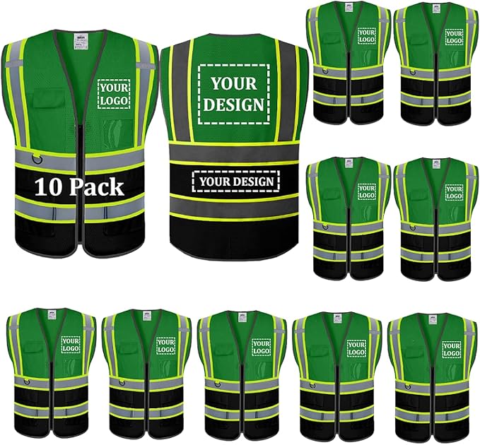 BeautyWill Custom Logo 10/20 Pack Safety Vest Class2 High Visibility Vest by BeautyWill