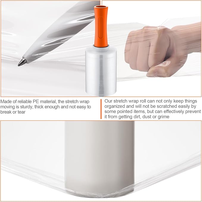 Jutom 8 Pcs Clear Stretch Wrap Roll Plastic Wrap - Image 4