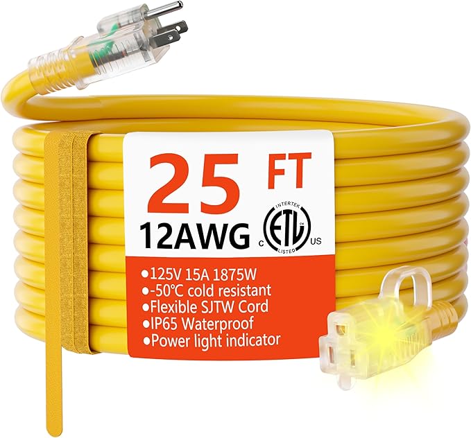 HUANCHAIN 12 Gauge Heavy Duty Outdoor Extension Cord 25 ft Waterproof by huanchain