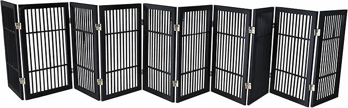 Pet Dog Gate Strong and Durable Freestanding Folding Acacia Hardwood Portable by Urnporium