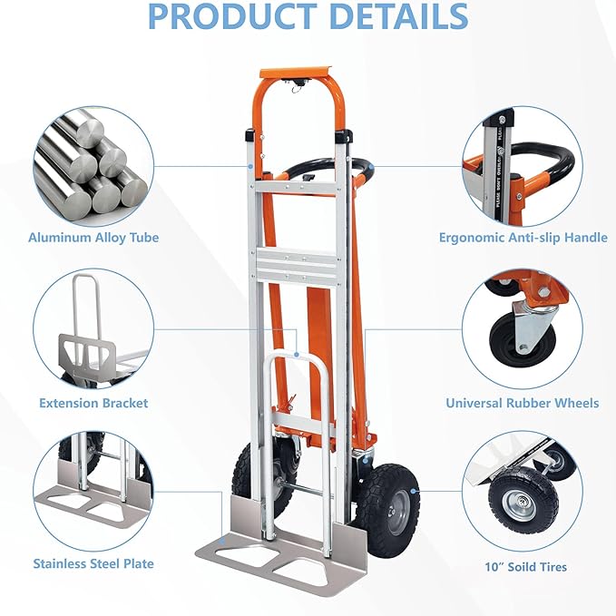 4 in 1 Convertible Hand Truck, Folding Hand Truck Dolly Cart - Image 4