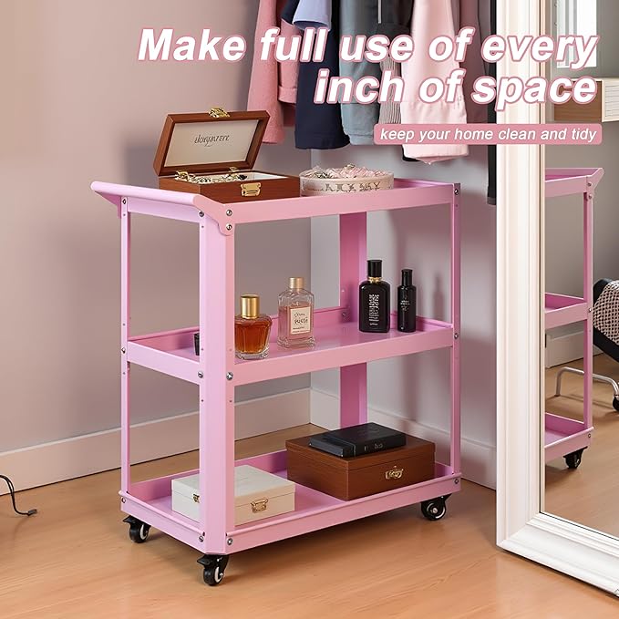 3 Tier Metal Utility Rolling Cart - Image 6