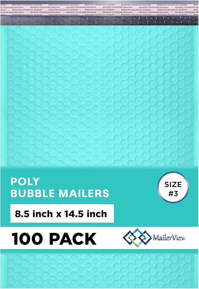 Teal Poly Bubble Mailers 8.5x14.5 inch #3 | Self Seal Padded Envelopes | by MAILERVIEW