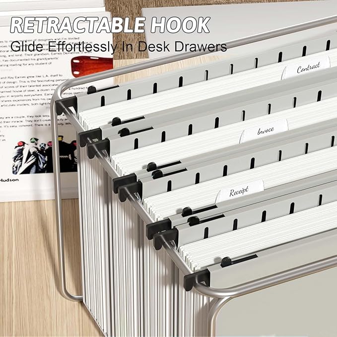 Extra Capacity Plastic Hanging File Folder Letter Size, 12 Pack Reinforced Hang - Image 6