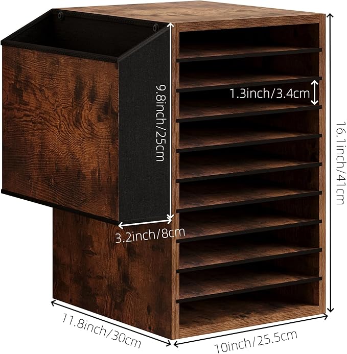 Office Mail Sorter, Wooden Paper Organizer - Image 6