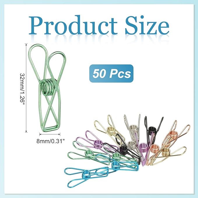 PATIKIL 50Pcs Paper Office Binder Clips, 1.26" Small Metal Wire Hollow Out - Image 2