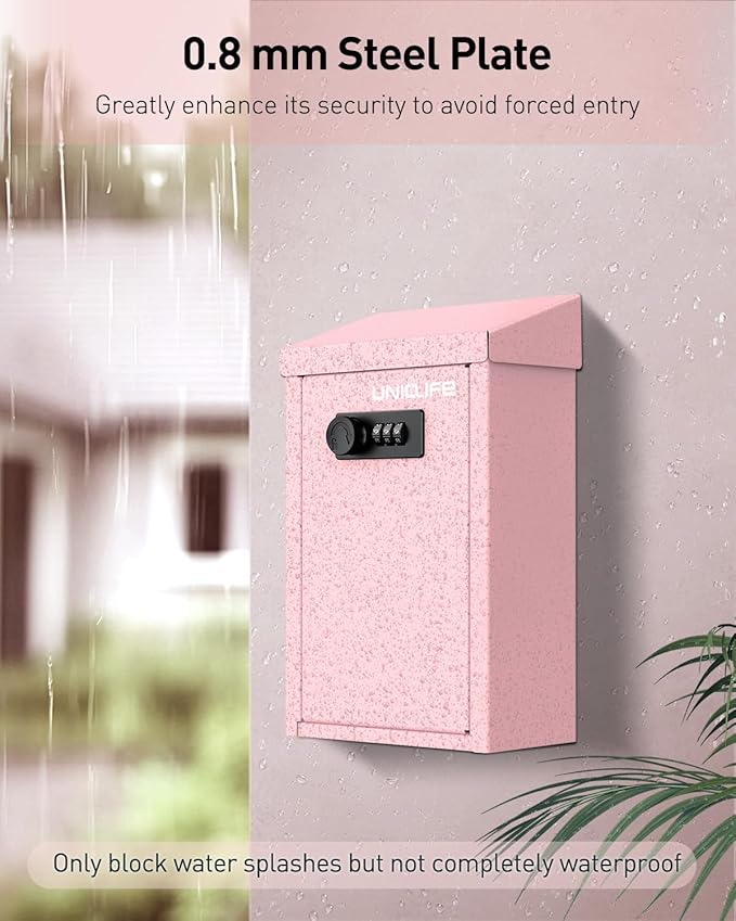 Uniclife Pink Metal Wall Mounted Mailbox - Image 3