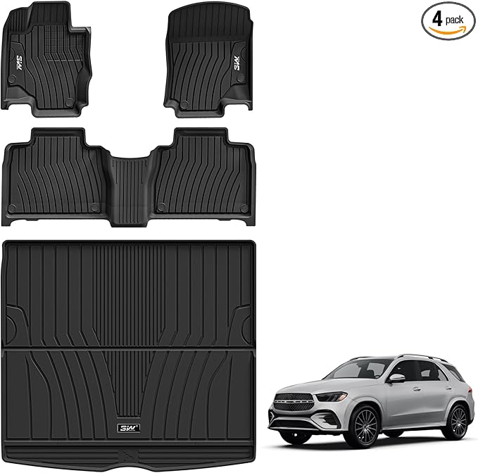 3W Floor Mats & Cargo Liner for Benz GLE 2020-2026, TPE All Weather Custom Fit by 3W
