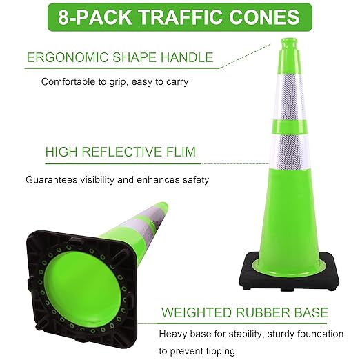 OrangeStar 8 Pack 28" Traffic Safety Cones, Heavy Duty Base - Image 2