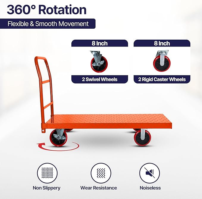 Platform Cart Industrial Dolly Cart Heavy Duty 60” x 30” Platform Hand Truck - Image 4