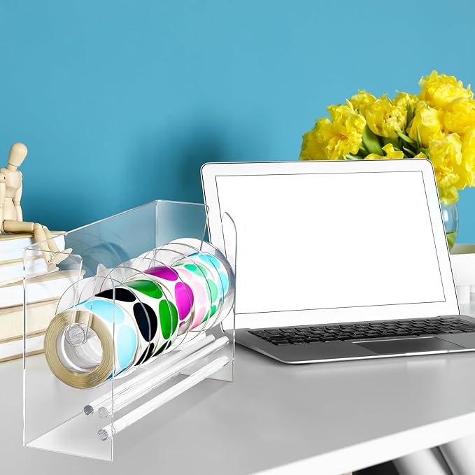 Qilery Adjustable Label Dispenser Acrylic Roll Sticker Dispenser Sticker Holder - Image 7