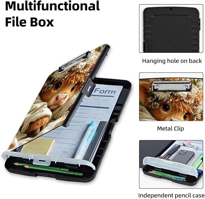 Clipboard with Storage Box & Pen Holder, Heavy Duty Clip Boards 8.5x11 - Image 3