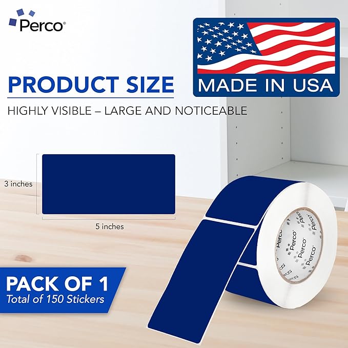Perco Dark Blue 3x5 Inch Perforated Sticker Labels — 150 Stickers/Roll — - Image 2