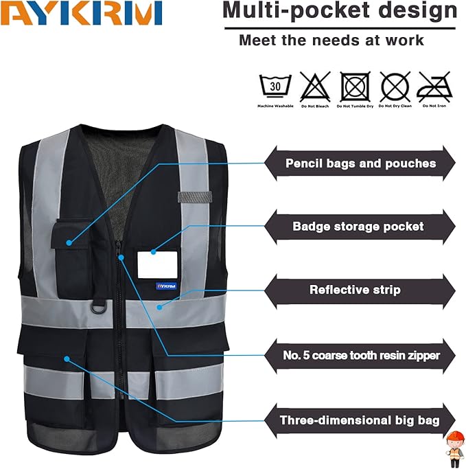 A-SAFETY High Visibility Reflective Safety Vest Customize Logo - Image 3