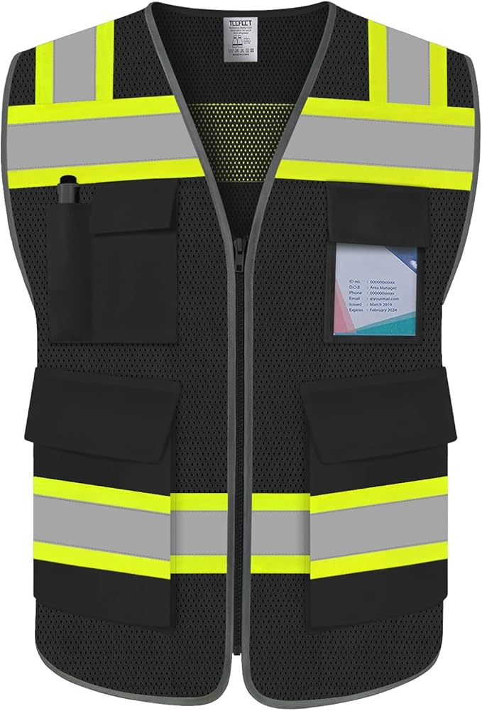 TCCFCCT Reflective Safety Vest 5 Pockets Mesh High Visibility Vest by TCCFCCTPROFESSIONALSAFETYSOLUTIONS