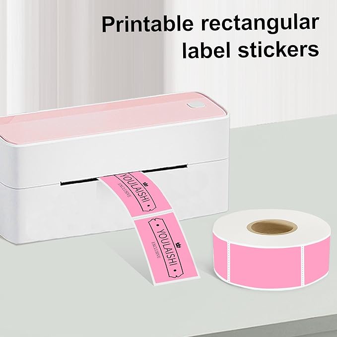1x2 inch Label Stickers Roll for Thermal Printer 500PCS Pink Colored Removable - Image 2