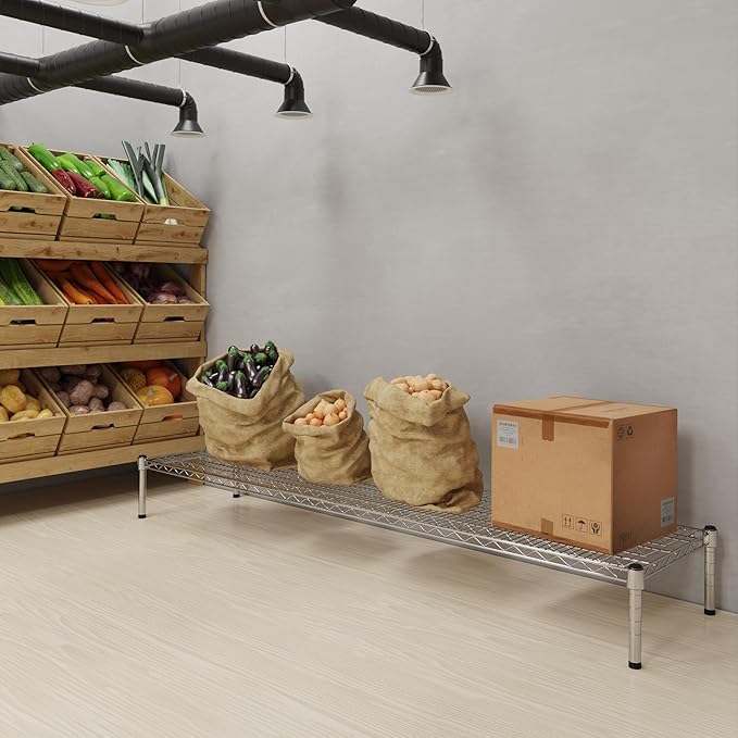 18''W x 72''L x 8''H Chrome Plated Wire Dunnage Rack | Off The Floor Storage - Image 2