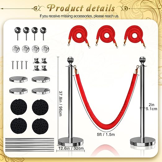 4PCS Silver Stanchions Posts - Image 2