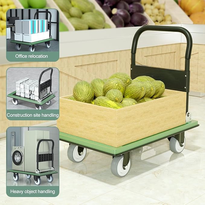 WUD Push Cart, Folding Mobile Platform Trolley, Thickened and Reinforced - Image 4